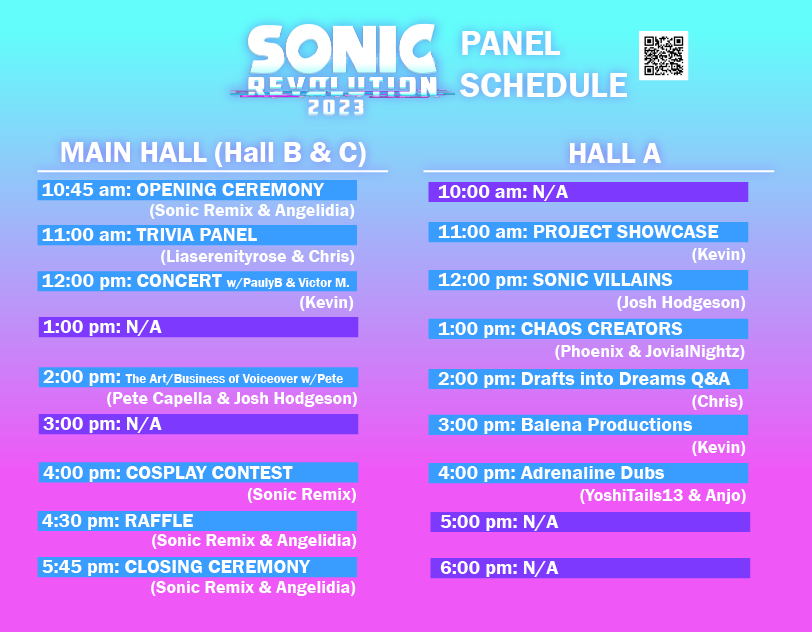 Sonic Revolution on Twitter "Here is the Official Panel Schedule for