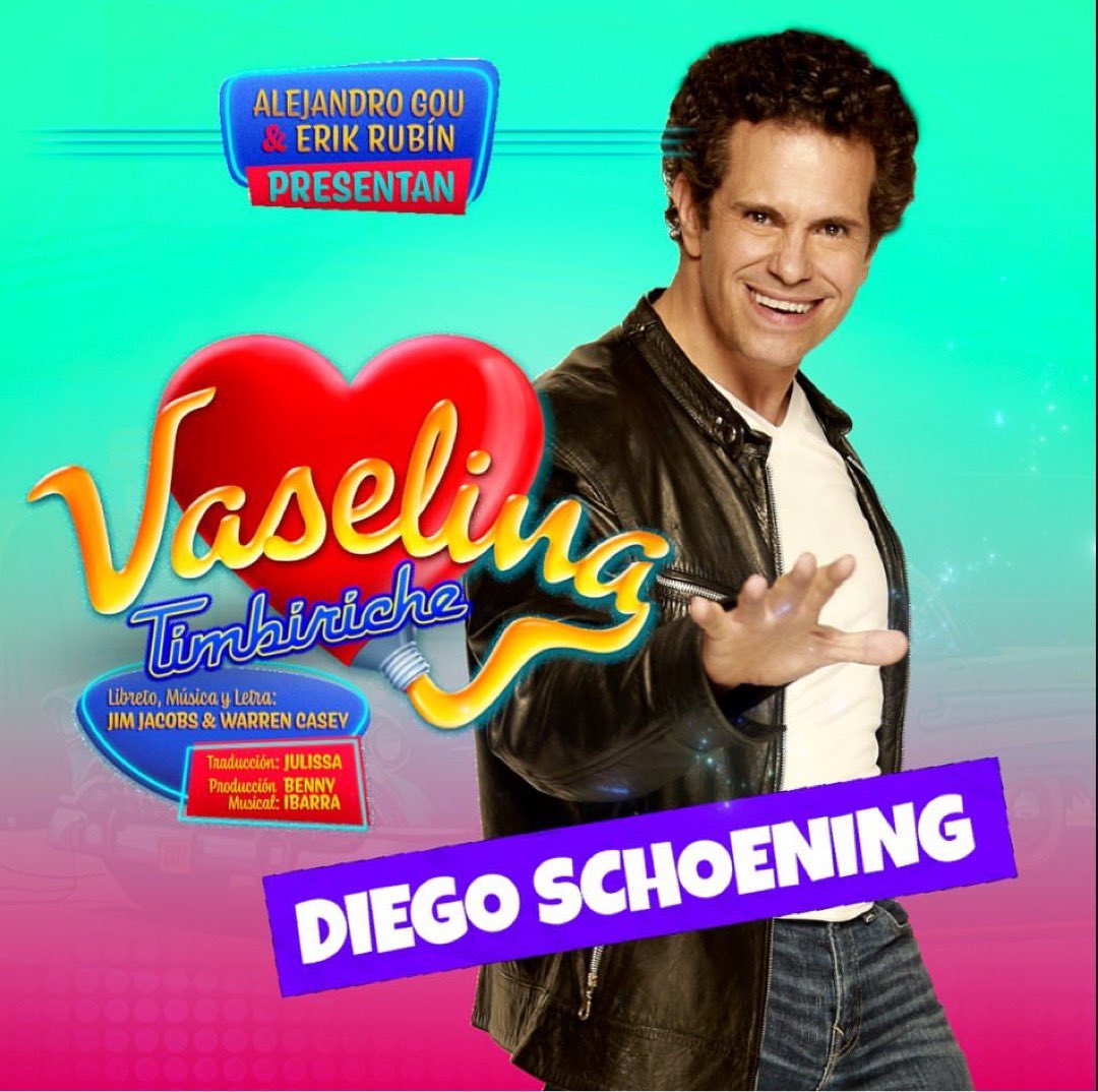 JSELMUSICAL's tweet photo. @diegoschoening  le dará vida a Kiko. 
🎟️ ¡Los boletos ya están disponibles y se están agotando a velocidad del Greased Lightning! 🚘 #vaselinamexico https://t.co/oRdNdo0Kio