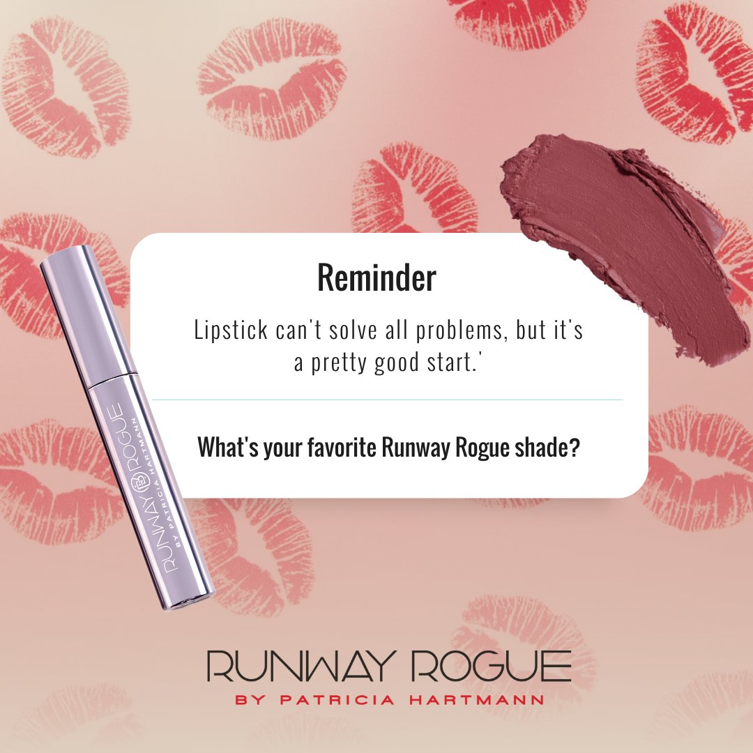 runwayrogue's tweet photo. Daily Reminder: When you're having a bad day... there's always lipstick οΏ½οΏ½οΏ½οΏ½ π
https://t.co/wKGGbinBSy
#runwayrogue #bypatriciahartmann #lipstick #lipsticklover #beautyheals https://t.co/NJ9itzAMUc