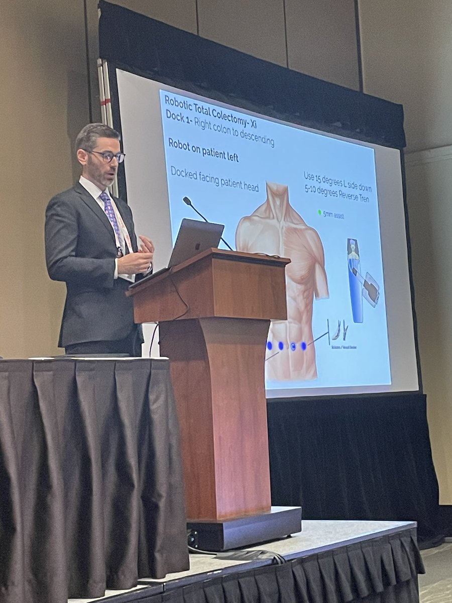 Happening now at #ASCRS23 Advanced Techniques in Colorectal Surgery Symposium with Dr. Garrett Friedman showcasing his slick techniques in robotic IBD surgery. #teamstaysutures #teamwhiteloads #askmehowiknow #ourfriendrobosuction <a href="/ASCRS_1/">ASCRS_1</a> <a href="/surgeonapp1/">SurgeOn</a> <a href="/CRSVirtualEd/">CRSVirtualEd</a> <a href="/IntuitiveSurg/">Intuitive</a>