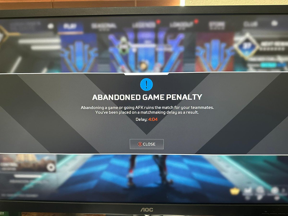 botti2010's tweet photo. @Respawn @PlayApex I keep getting booted from matches and am facing penaltie for going "afk" or "abandoning". My wifi is connected and not experiencing packet loss. I've deleted and redownloaded the game on my xbox series x. https://t.co/eqVc6Z41mx