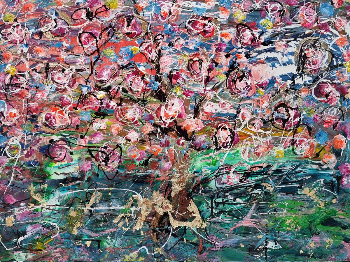 New painting. Wild Blossom 122cm x 91cm she's a wll filler