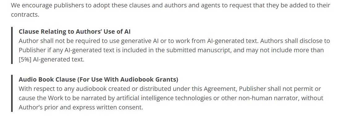 BookSpotlight's tweet photo. good! anti-ai clauses for authors by the Author's Guild that will benefit writers, narrators, translators and artists! we love to see it!!!!

did you see this? @ZakugaMignon @szattwellauthor @katriaraden @stealcase @rhodekill_ @Tom_Mock @mashashycosplay 

https://t.co/K1tn1nzTGY https://t.co/k3HryOAcU5
