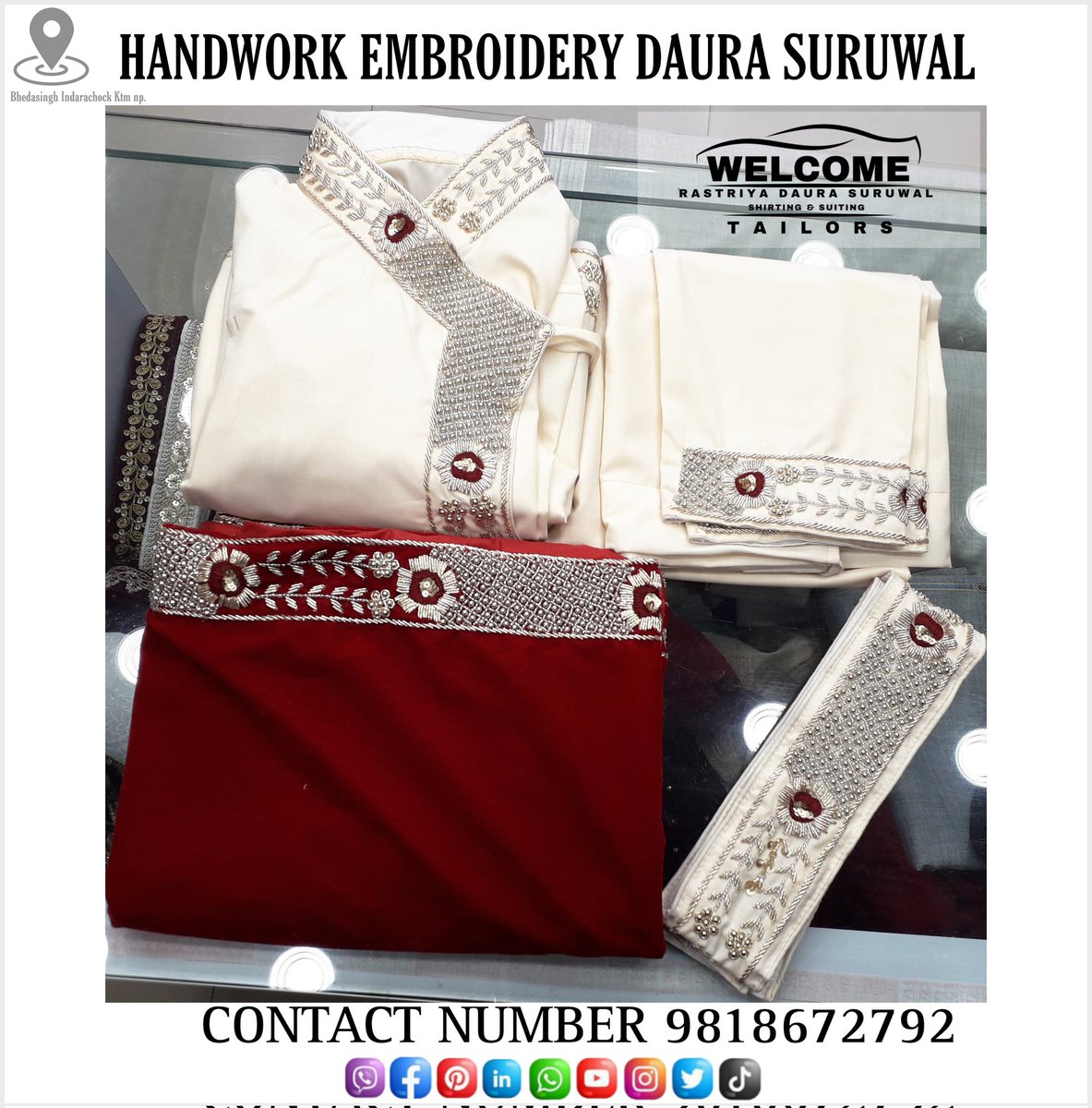 wedding handmade set Daura Suruwal 

It is very popular and it is very suitable for grooms

For any queries or for booking an online consultation,kindly call us on 9818672792. You can also visit our store at indarachock nera, ktm
 #daurasuruwal #welcomerastriyadaurasuruwaltailors