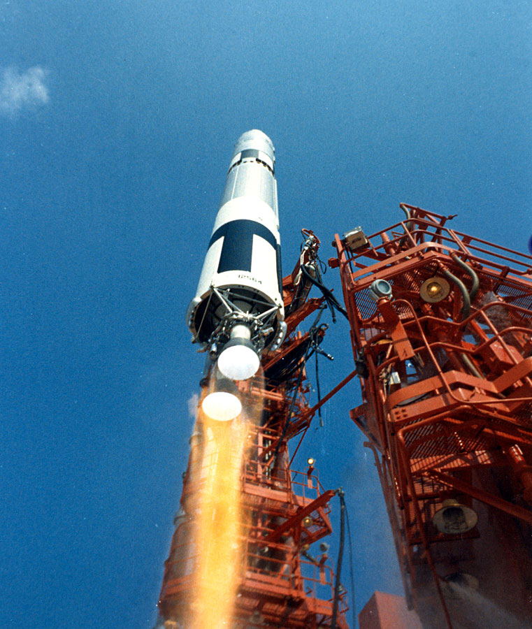 NASAhistory's tweet photo. Astronauts Tom Stafford and Gene Cernan blasted off in the Gemini 9A spacecraft #OTD in 1966 for a 3-day mission to practice docking with a target vehicle and test a new propulsion system on a spacewalk.

Things didn't go quite as planned ➡️ https://t.co/QdWpHdawGs https://t.co/WdDiPyA2ND