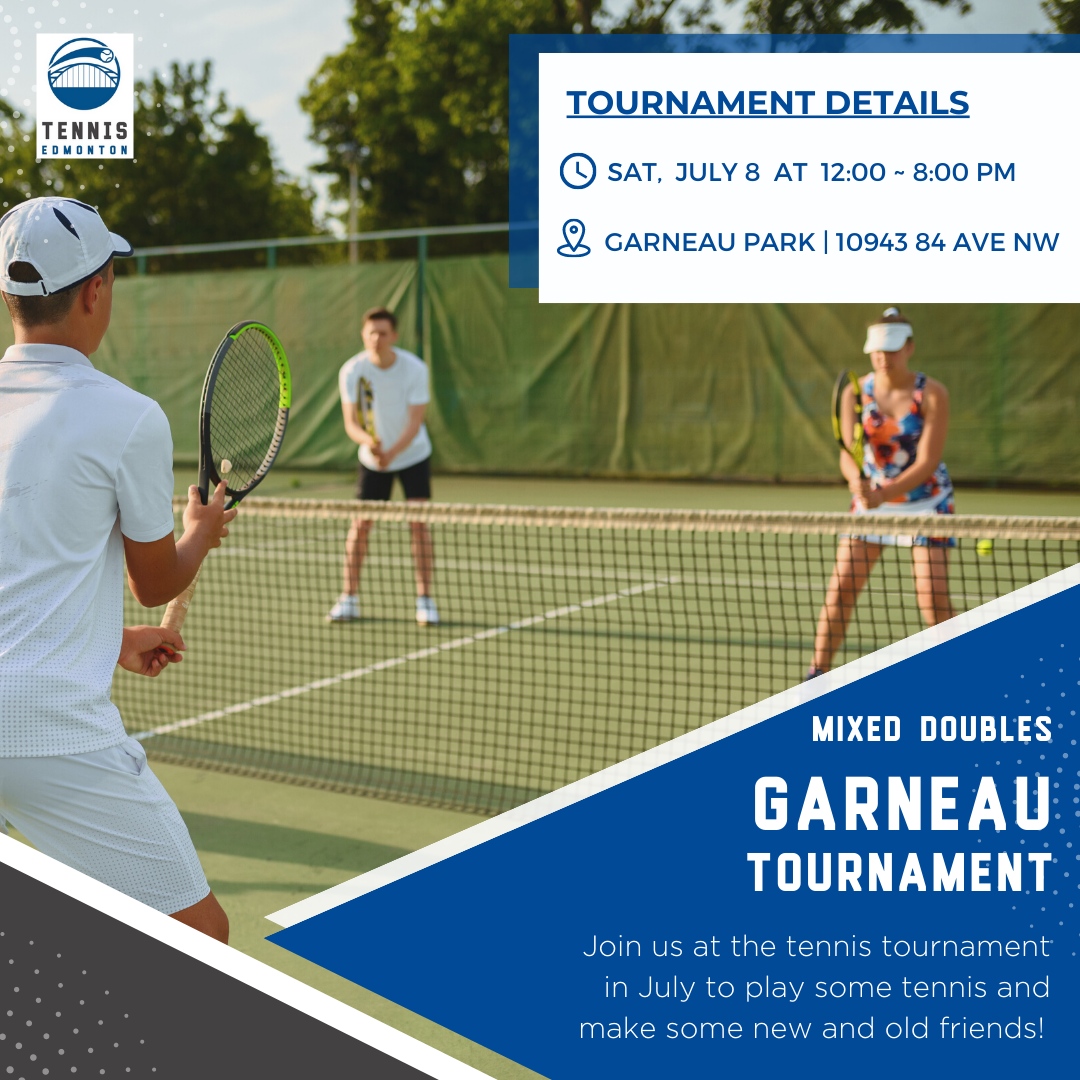TennisEdmonton's tweet photo. Tennis Edmonton is hosting a Mixed Doubles Tennis Tournament at the Garneau Tennis Beach and Volleyball Club! Don't miss out on some friendly tennis competition, BBQ, and a chance to get active!⁠
⁠
[MORE INFO &amp; REGISTRATION]⁠
https://t.co/3wp82PweKR
⁠ https://t.co/sLN6N2L2qX