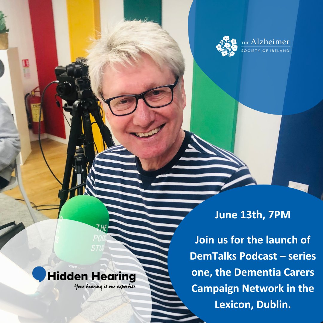 📢 Spread the word! The DemTalks Podcast @DCCNIRL launches on June 13th, @dlrLexIcon at 7pm!  Free to book ▶️eventbrite.ie/e/demtalks-pod…

Kindly sponsored by @HiddenHearingIE  💜 

#CarersWeek2023 #Pride2023 🌈

@GBHI_Fellows @CareAllianceIrl @LGBT_ie @AgeFriendlyDCC @DLR_Libraries