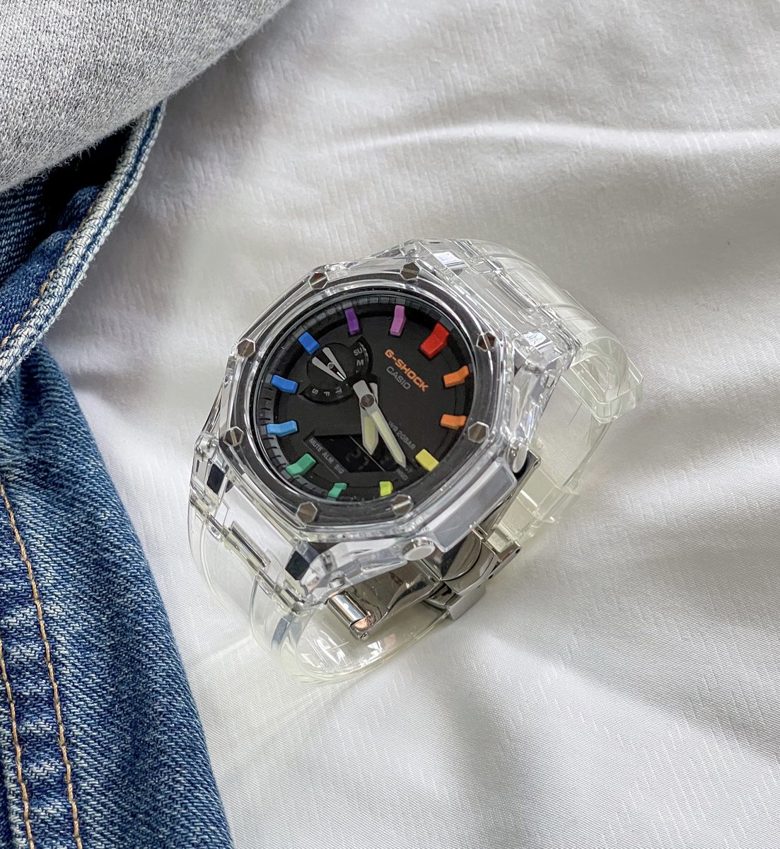 ทุ้กกคนนเราขอยืนยันอีกรอบว่าน้อง g-shock รุ่น jelly fish อันนี้มันตะโกนคำว่า น่าร้ากกกกก ออกมาแบบดังมากกก แฟนใครชอบนาฬิกา ซื้อให้เป็นของขวัญก้อได้อ่ะ ส่วนตัวเราซื้อให้ตัวเองจ้า ;-; 6.6 นี้น้องเข้าเซลลดราคาด้วยน้า 🌧️🌈