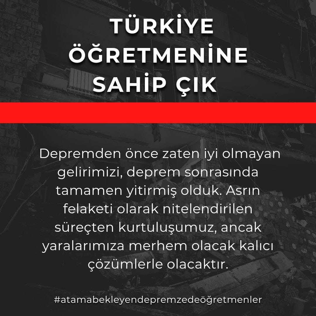 #DepremzedeÖgretmeneŞartsızKadro lütfen sesimizi duyun <a href="/MehmetYalcintr/">Mehmet YALÇIN</a> <a href="/ademyesildal/">Adem Yeşildal.🇹🇷</a> #depremzedeÖğretmeneŞartsızKadro