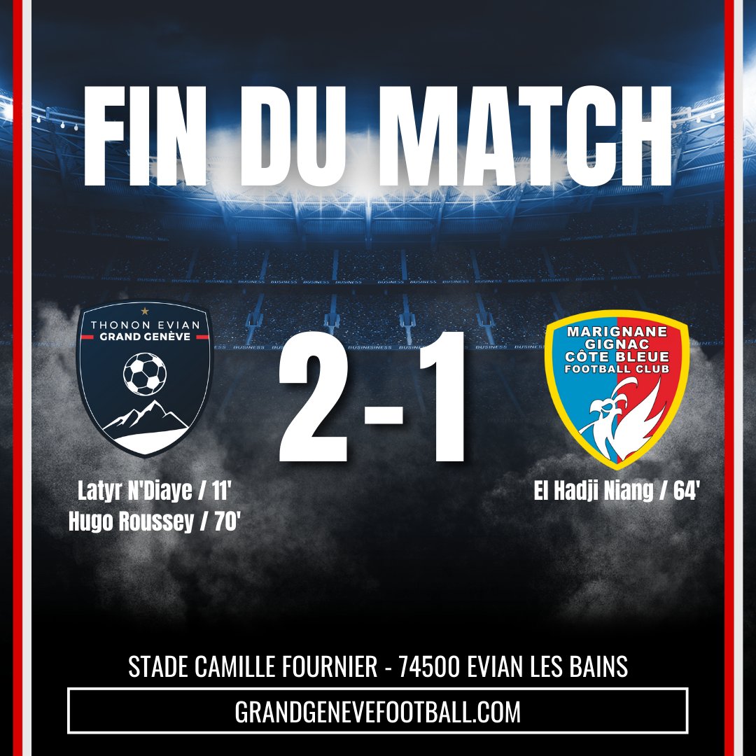 GrandGeneveFC's tweet image. 🕛💥💥𝗖'𝗲𝘀𝘁 𝘁𝗲𝗿𝗺𝗶𝗻𝗲́  sur une 𝗩𝗜𝗖𝗧𝗢𝗜𝗥𝗘 𝟮-𝟭 des hommes de Bryan Bergougnoux qui ont fait plier le leader pour cette dernière sortie de la saison.
𝗠𝗲𝗿𝗰𝗶 𝗹𝗮 𝘁𝗲𝗮𝗺 𝗽𝗼𝘂𝗿 𝗰𝗲𝘁𝘁𝗲 𝗯𝗲𝗹𝗹𝗲 𝘀𝗮𝗶𝘀𝗼𝗻
𝗕𝗼𝗻𝗻𝗲𝘀 𝘃𝗮𝗰𝗮𝗻𝗰𝗲𝘀 𝗮̀ 𝘁𝗼𝘂𝘀