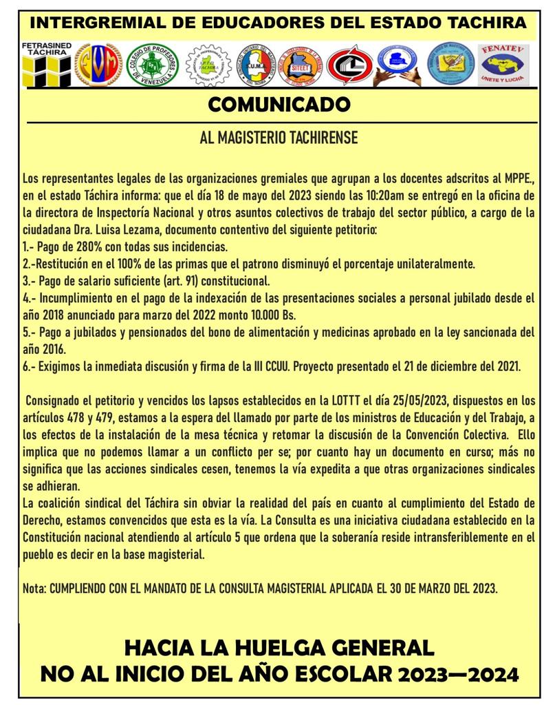 #SalarioIgualCanastaBásica
#SalarioConstitucional
#NuestraLuchaEsGremial
#SalarioJustoYa
#NoAlRoboDeLasVacaciones
#Art91CRBV #Art89CRBV
#PensionesDignas
#SalariosYPensionesIndexadosYa
#SalarioConPoderAdquisitivo
#Respeto #Protesta
#LosBonosNoSonSalario cutt.ly/gwqFPl79