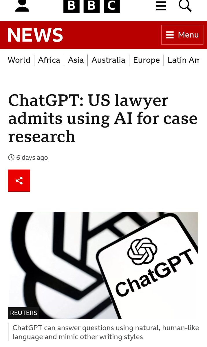 ibex_labs's tweet photo. Be careful, #lawyers! ChatGPT may be a powerful tool, but it's not infallible. A NY lawyer faced charges for using unsupported info provided by ChatGPT in court. 🏛️ Remember: AI is a tool, not Harvey Spectre! #LegalTech #AIinLaw #ChatGPT https://t.co/Bmf1XMAnnx