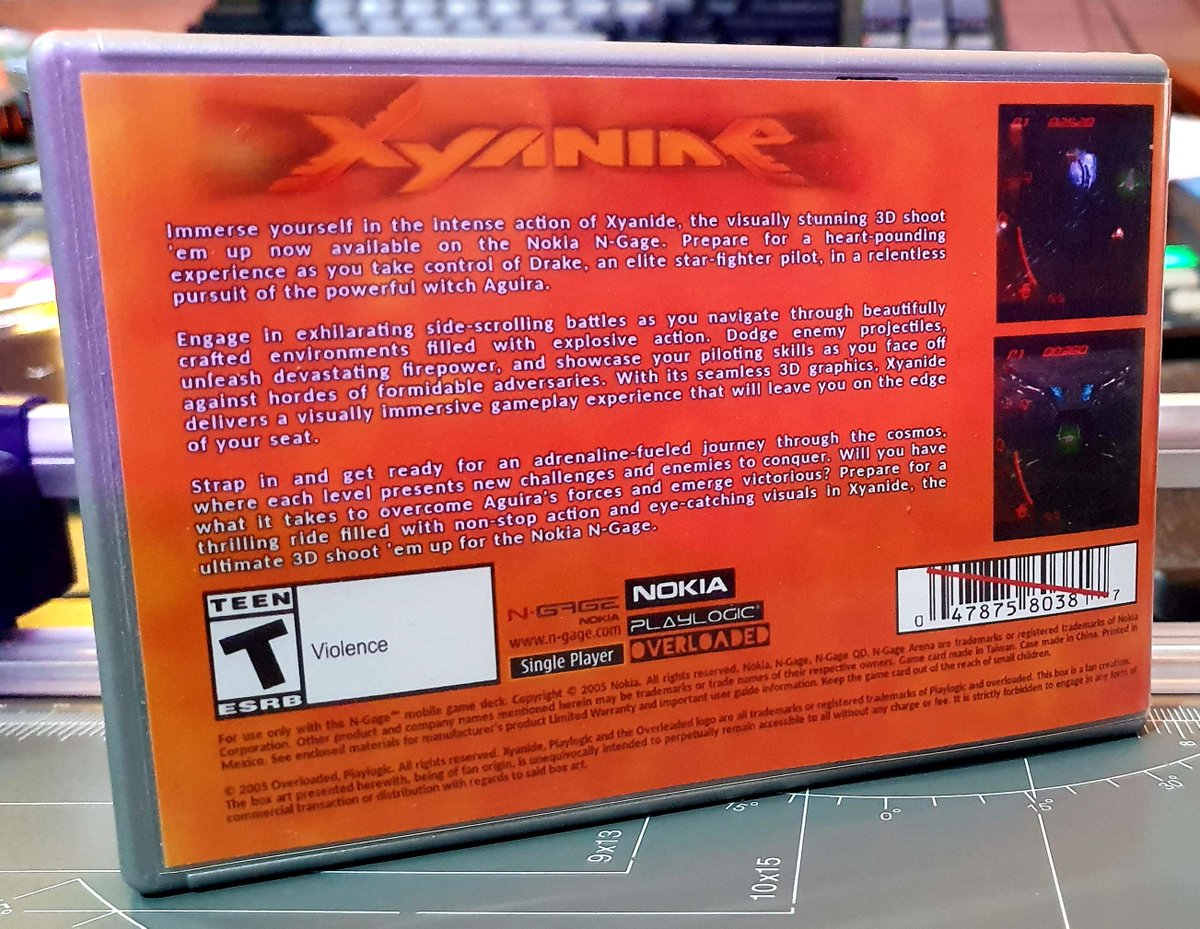 pocketsuke's tweet photo. Lastly in the #NGage custom cover art project we have #Xyanide. Released by Playlogic and overloaded in 2005 this bullet hell shooter is the counterpart to the console version. A great but very difficult game. I believe this game was digital only, I may be wrong. Art in comments https://t.co/PHPRB9OQnu