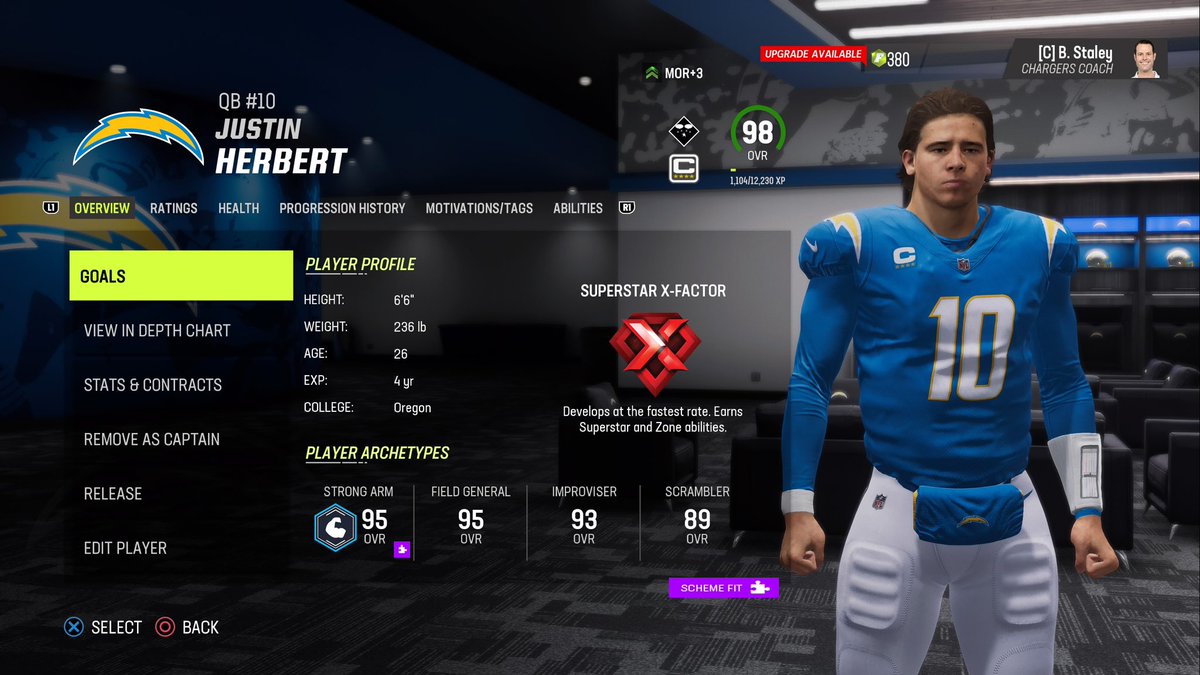 QB Justin Herbert has developed into an XF after leading the league in passing!

RB Rocket Sanders earns SS abilities after his AFC OROTY award!

Looking forward to another strong season from QB & RB1! https://t.co/ZvvuqasIfZ