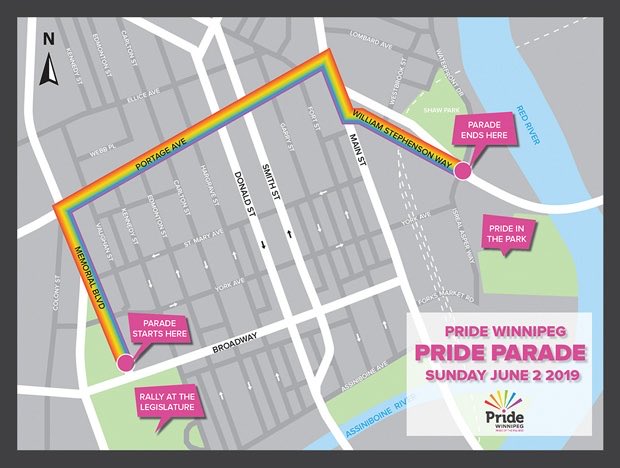 CEA_Affinity's tweet photo. For those still in Winnipeg tomorrow, here is the official Pride route for you to join in on the festivities!

Important for those traveling back from #ACEA23 as well to plan their trip accordingly. Roads will be blocked starting 7AM.

@CanEconomics @CdnWomenEcon https://t.co/Fju3qeoADy