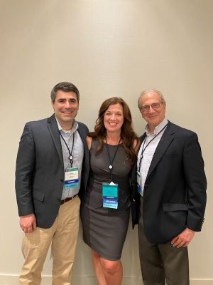 Our director of Patient Services @melinda_bachini with Jim Palma from @targetcancer and John Hopper of PAG - Patient Activation Group at #ASCO2023