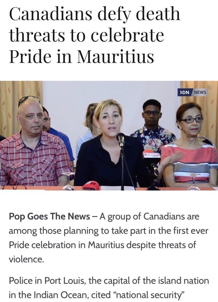 bugsburnett's tweet photo. Defying 100s of death threats from extremists, my mom Liliane Laventure (pictured R) as “Marraine” stopped #Mauritius PM from shutting down inaugural #Pride Inter-Iles de L’Océan Indien in Port Louis in June 2018 to save Pride✊🏾🇲🇺🏳️🌈 #PrideMoris #PrideMonth https://t.co/lFcdtwV8iF