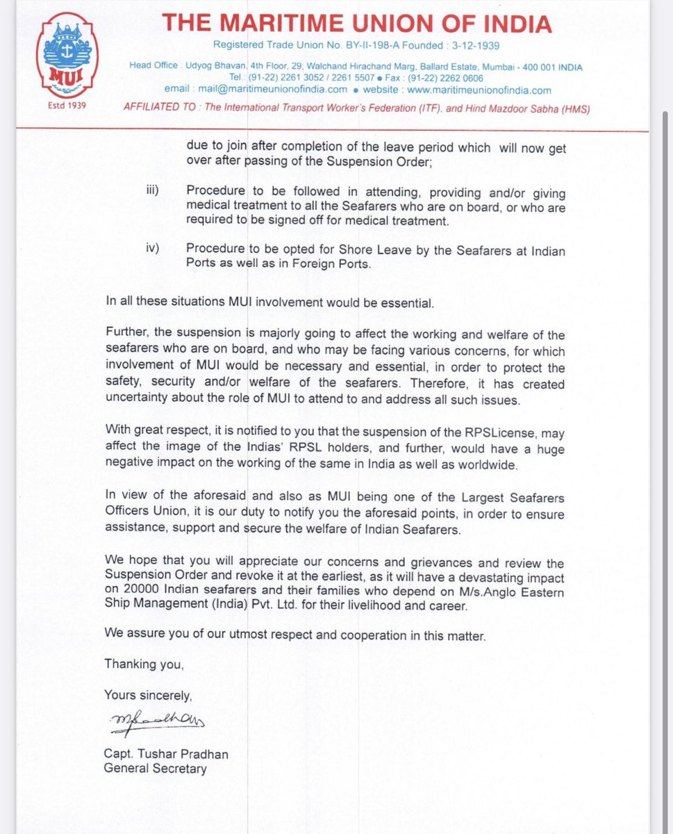 The Maritime Union of India (MUI) tweet media
