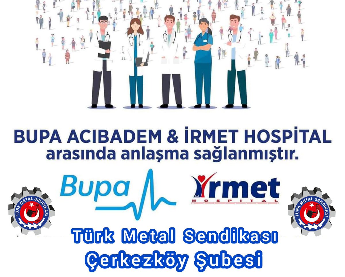 muratkocak77's tweet image. TÜRK METAL SENDİKAMIZ OLARAK SÖZLEŞMEMİZDE OLAN TAMAMLAYICI ÖZEL SİGORTA BUPA ACIBADEM VE ÇERKEZKÖY İRMET HOSPİTAL İLE GÖRÜŞMELERİMİZİN SONUCUNDA ANLAŞMA İLE SAĞLANMIŞTIR.EMEĞİ GEÇEN BAŞTA LİDERİMİZ GENEL BAŞKANIMIZ SAYIN PEVRUL KAVLAK’A TEŞEKKÜR VE ŞÜKRANLARIMIZI SUNARIZ