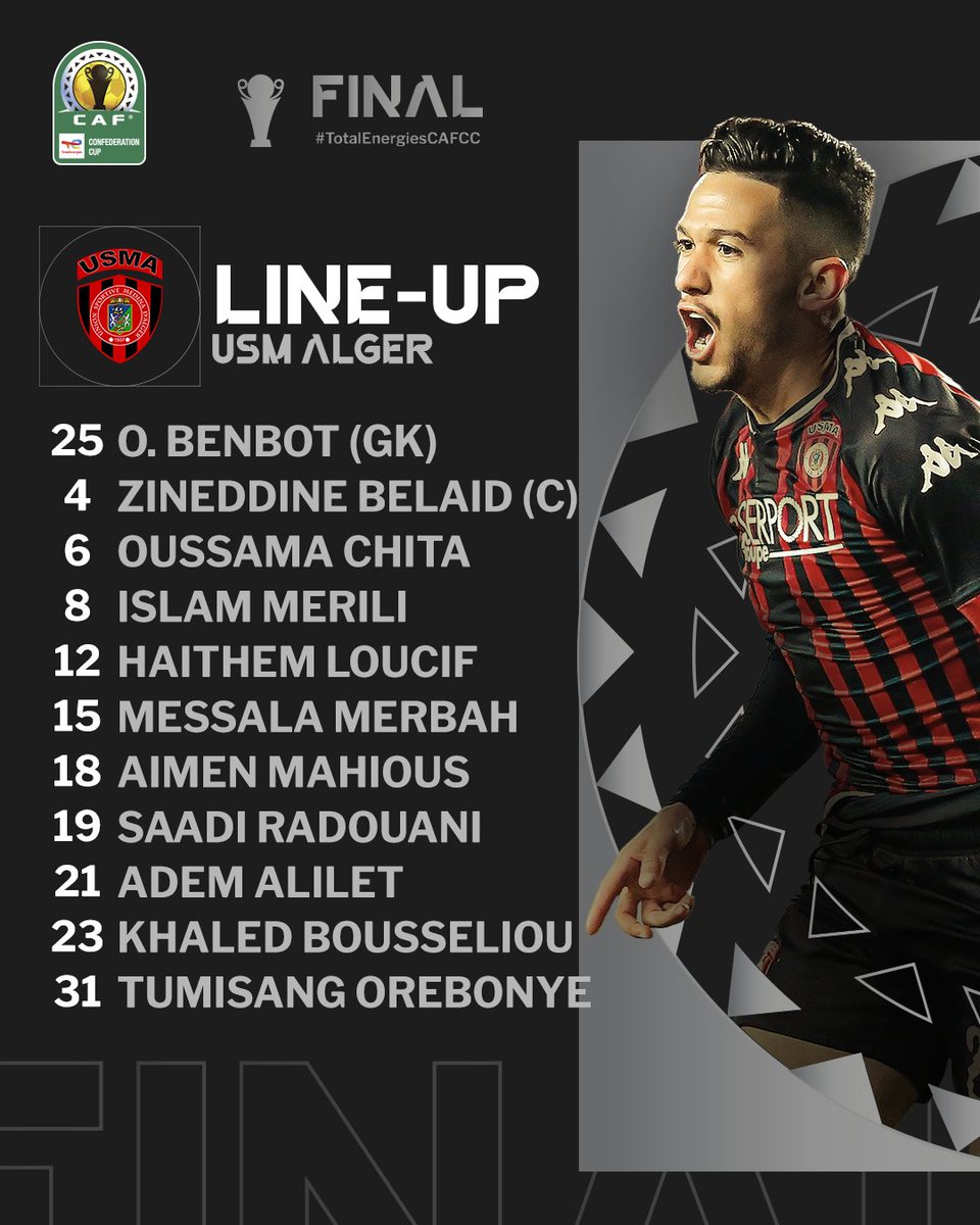 BoiplusMedia's tweet photo. Kikosi cha @usmaofficie dhidi ya @yangasc1935  

#CAFCCFinal🏆 
#BoiplusTV #UpdatesGuarantee 
@BoiplusMedia https://t.co/F2uKj4SZkS