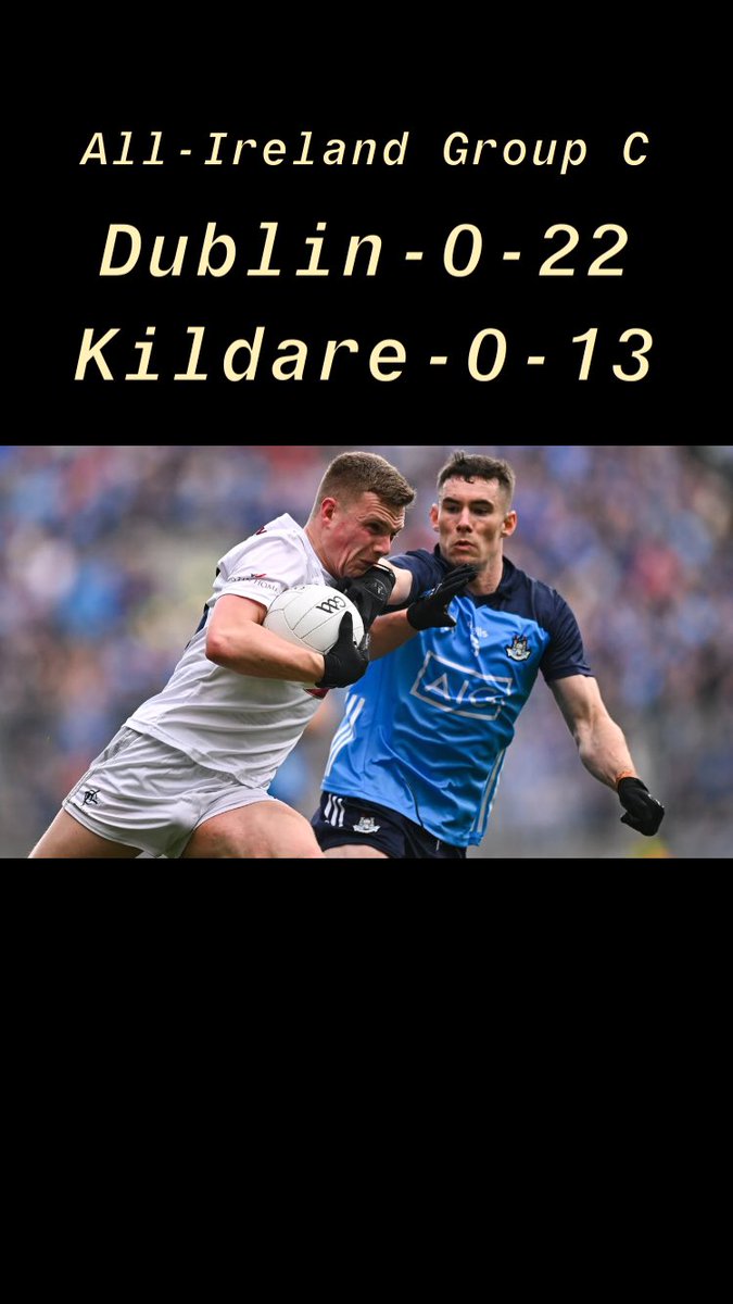 🚨 DUBLIN CRUISE PAST KILDARE! 🚨 

Dublin have defeated Kildare in Nowlan Park by 0-22 0-13 

An impressive victory for the Dubs who now take top spot in the group! 
•
•
•
#gaa #hurling #gaelicfootball #irishsport #playongaa #clg #lgfa #dublingaa #kildaregaa