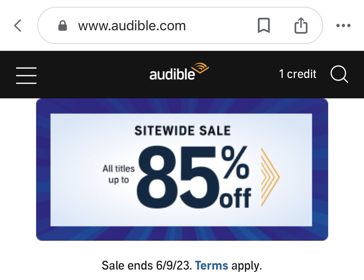 Huge @audible_com sale … end 6/9 up to 85%off #bookfriends