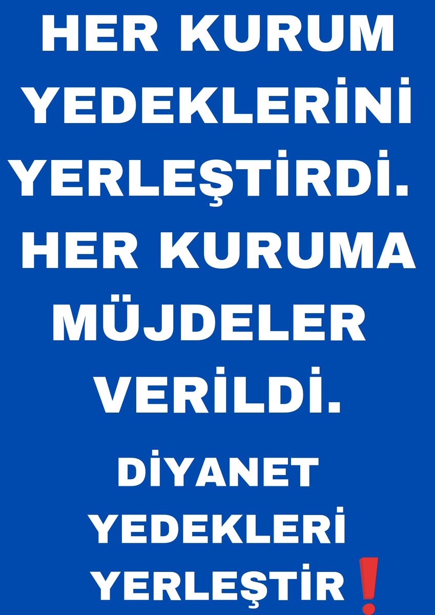 Tüm yedekler akademiye alınmak için bekliyor kazanilmis bir başarı ve boş kalan kontenjan var ses ver diyanet 
<a href="/RTErdogan/">Recep Tayyip Erdoğan</a> 
<a href="/ErbakanFatih/">Dr. Fatih Erbakan</a>
<a href="/DIBAliErbas/">Prof. Dr. Ali Erbaş</a>  
<a href="/ikalin1/">İbrahim Kalın</a> 
<a href="/ProfDrComakli/">PROF.DR.ŞAFAK ÇOMAKLI</a> 
<a href="/yenisafakyazari/">yusuf kaplan</a>
<a href="/fahrettinaltun/">Fahrettin Altun</a>
<a href="/Mustafa_Destici/">Mustafa Destici</a>
<a href="/evsenomer1/">Ömer EVSEN</a>

#DiyanetYedekleriAkademiyeAl