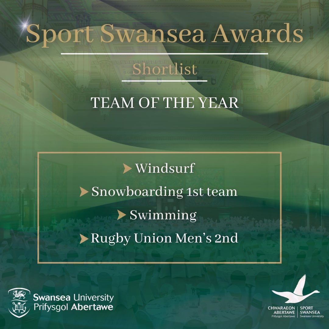 Sport Swansea Awards shortlist 2023🏆

Your shortlist for the ‘Team of the year’ award😆

Hope you’ve all got your outfits ready💃