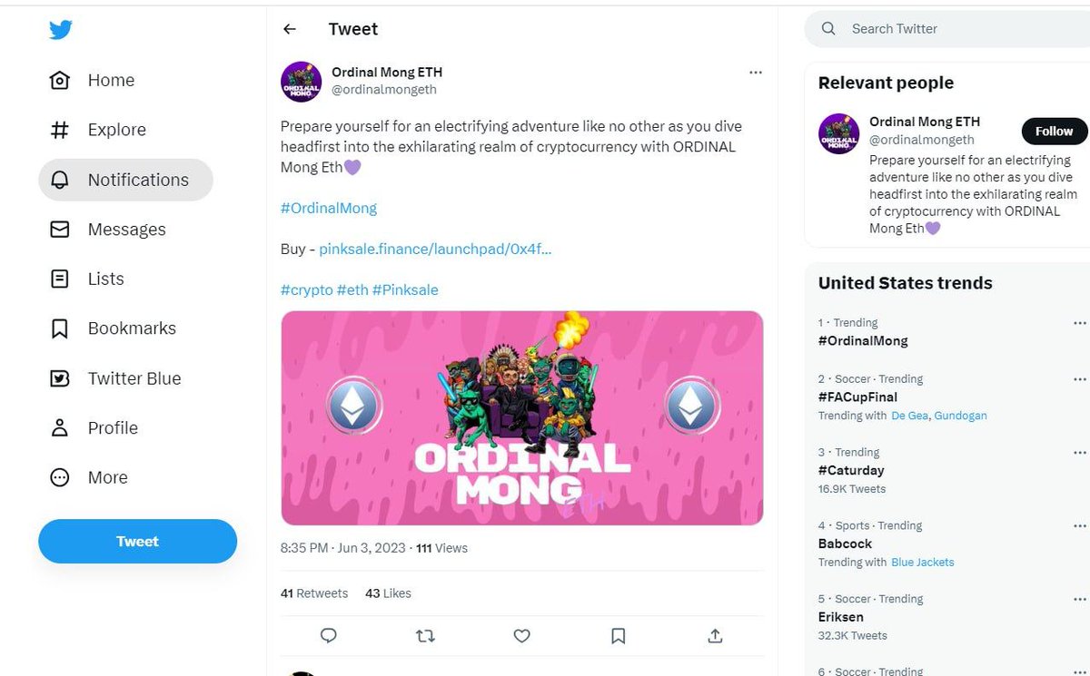 #ORDINALMONG NOW TRENDING #1 ON TWITTER USA!! 🏆🌍 🙌 We're popping on everyone's screen! #Crypto #cryptocurrency