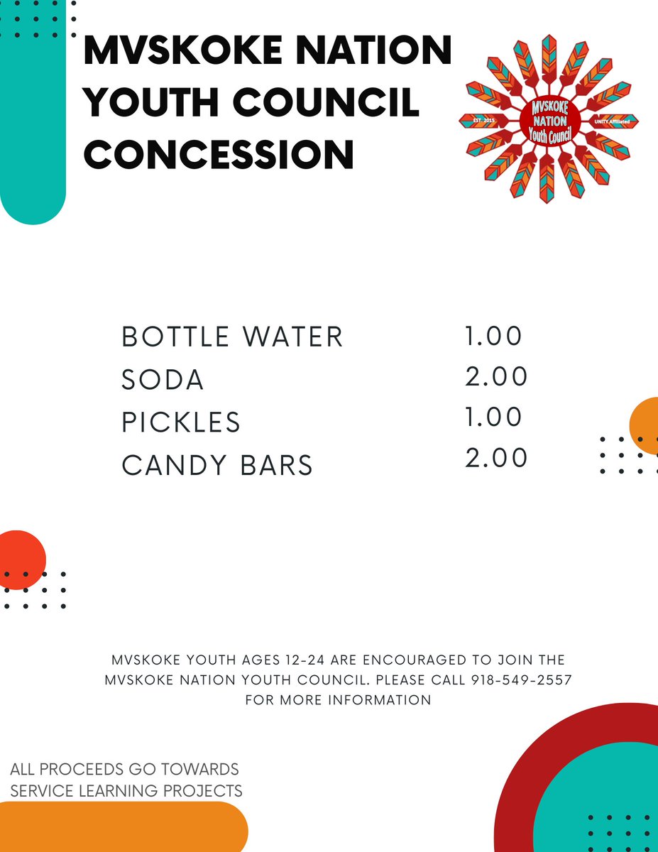 Come out and support our young Muscogee ladies vying for the Miss and Jr. Miss Muscogee (Creek) Nation Title. Doors open at 1:30 PM, and you will have enough time to grab a snack from our Mvskoke Nation Youth Council Concession Stand.