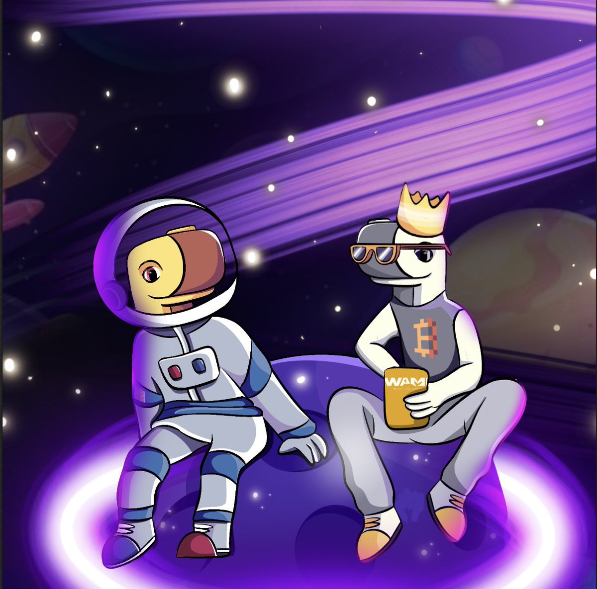 Hi everyone, I made art with <a href="/bl0ckchainsavvy/">DropXS</a>
This negotiation takes place in space! What are they discussing?
@Bitcoin_Whales_ 
<a href="/lizardofshame/">T1FF4NY</a> 
#WAMI