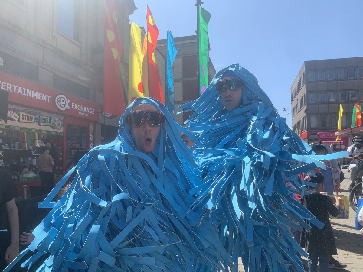 OldhamCouncil's tweet photo. The Curious Creatures have been out meeting everyone on the high street in the town centre all day! #FestivalOldham https://t.co/WGv3Lxqjf6