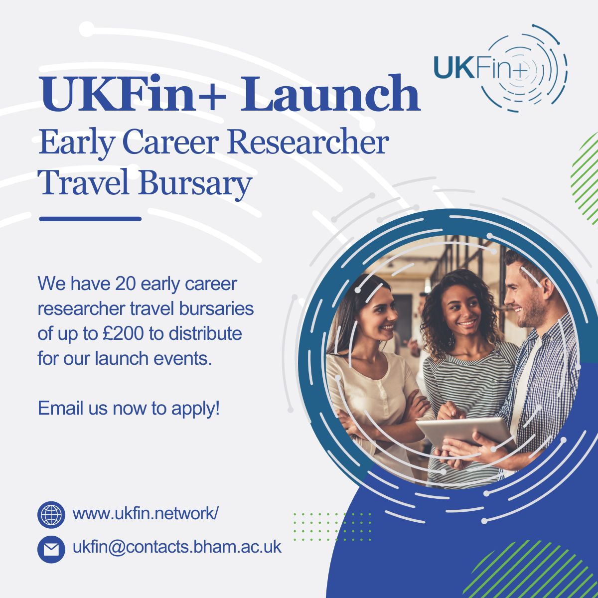 UKFinNetwork's tweet photo. π We have 20 early career researcher travel bursaries of up to Β£200 to distribute for our launch events π π
π« Email us now to apply! β
#ECR #earlycareers #earlycareerresearcher #UKFin #launchevent https://t.co/CPWG9XMppk
