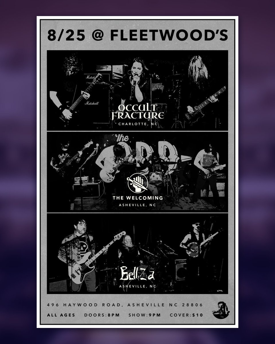 The Welcoming (@the_welcoming) on Twitter photo On Friday, 8/25 we'll be returning to Fleetwood's with an eclectic lineup featuring <a href="/OccultFracture/">Occult Fracture</a> and Bellizia! Mark your calendars! On Friday, 8/25 we'll be returning to Fleetwood's with an eclectic lineup featuring <a href="/OccultFracture/">Occult Fracture</a> and Bellizia! Mark your calendars!