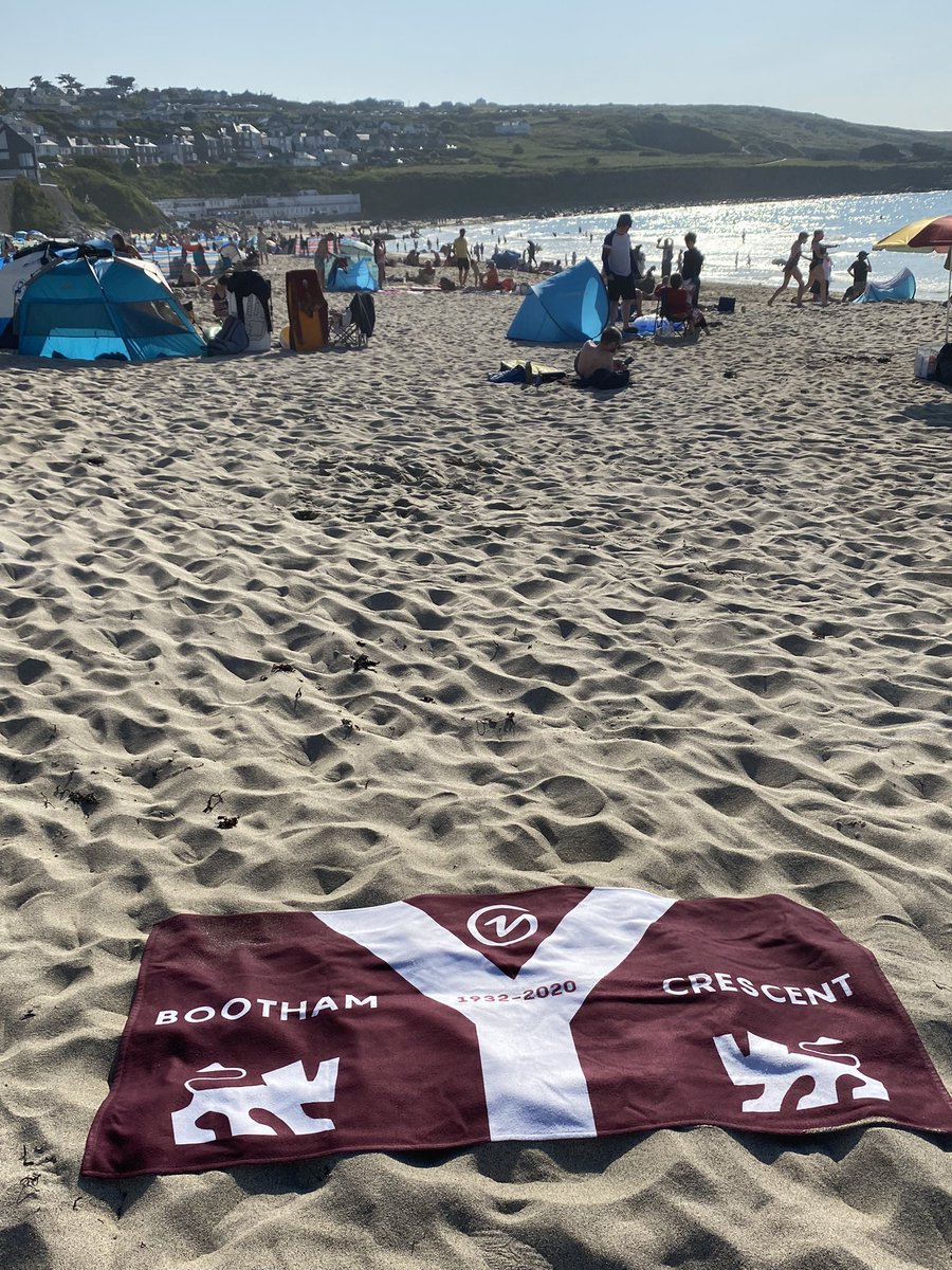 Anyone else been representing #ycfc on the beach this half term holiday with the #boothamcrescent commemorative towel? Where have you been? #cornwall #stives #porthmeor