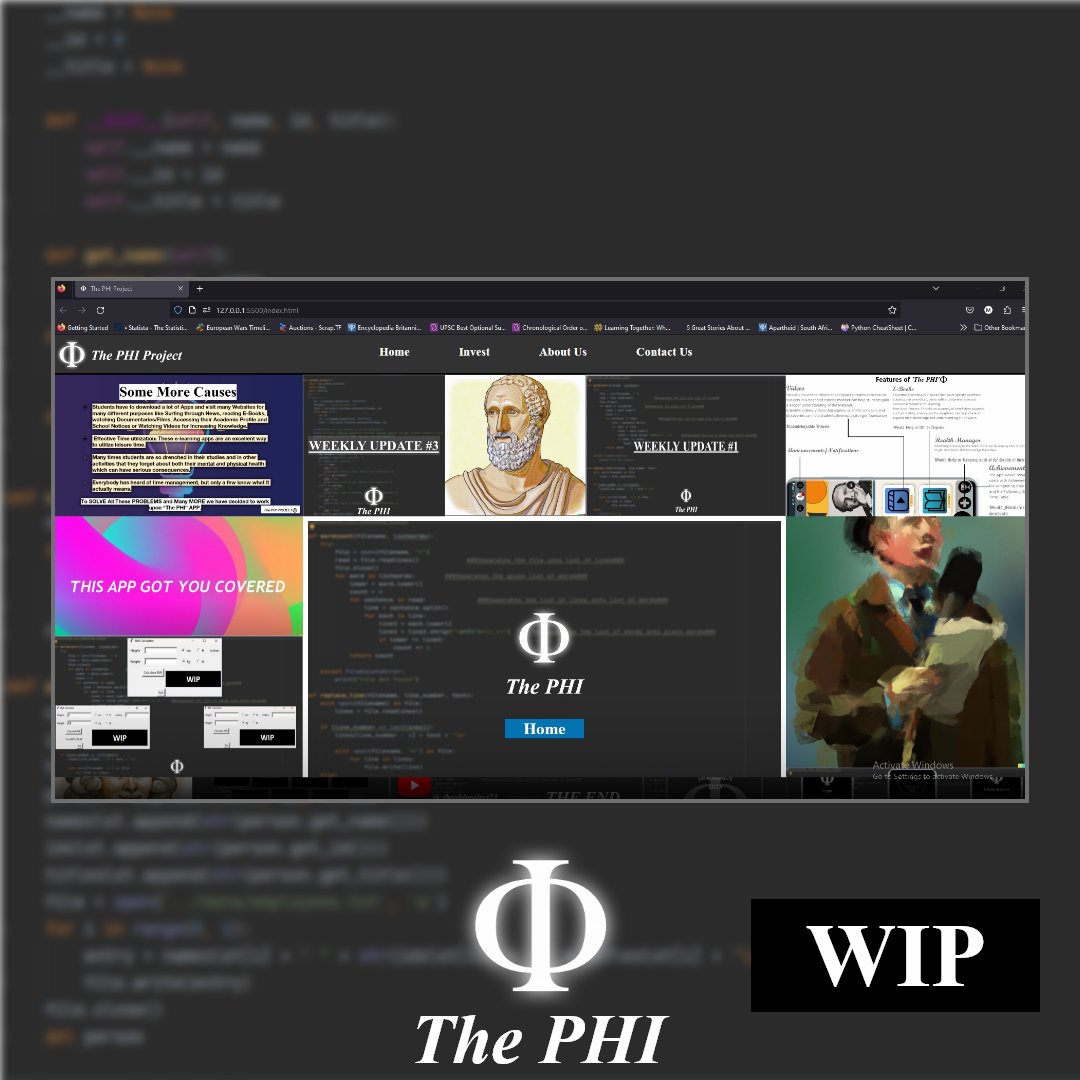 ThePhiProject's tweet photo. Welcome to the weekly update#4!🎉

We have made the prototype of our website homepage 😎and soon we will make the website too and soon you will be able to easily access our website on a browser. Check out our new homepage and give us feedback 😊about the homepage.

#thephi https://t.co/vQKy2H8b4c