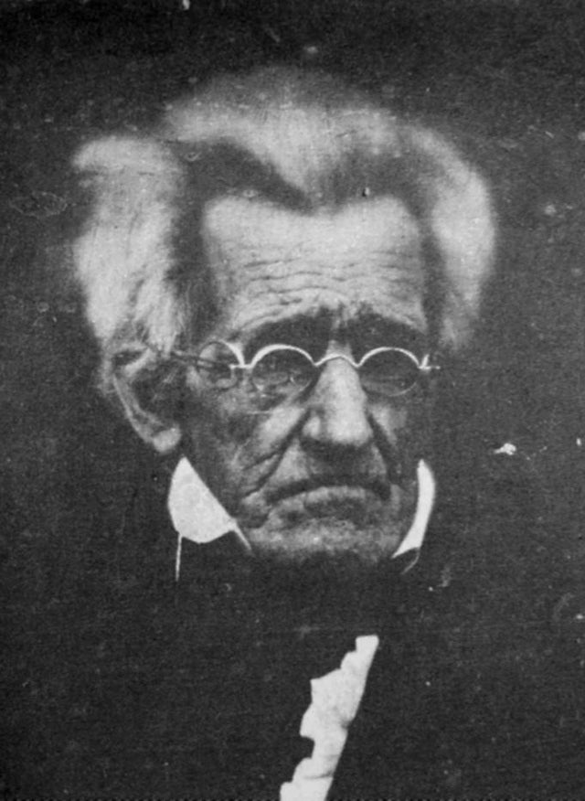 Former president Andrew Jackson aged 78 in 1845, the year that he died. One of the few existing photographs of him.