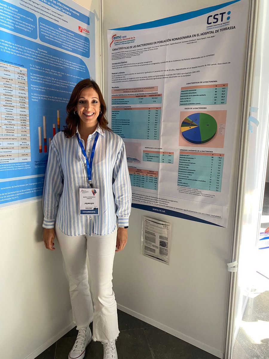 iaiols's tweet photo. Enhorabona companyes de la UMI Medicina Interna @CSTerrassa per la feina! 💪 La dra Xelo Garcia @XeloFabra presentant un poster sobre bacteriemies en nonagenaris al  XXVI Congreso de la Sociedad Española de Enfermedades Infecciosas y Microbiología Clínica a Santiago de Compostela https://t.co/5IgGRfTKkI
