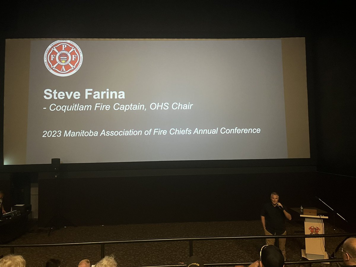 MBFireChiefs's tweet photo. Day 2 of the speaker’s sessions is kicking off with Coquitlam Fire Captain Steve Farina. Leading the day discussing first responder resilience. #MAFC2023 https://t.co/sVfqFrGwvj
