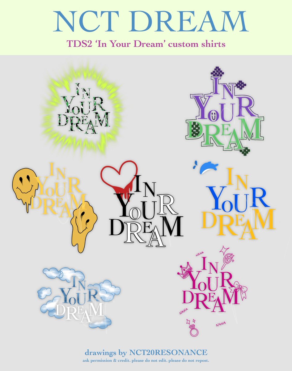 NCT20RESONANCE's tweet photo. NCT DREAM TDS2 'In You Dream' customized shirts design (illustrations) by me ✧⁠*⁠。— Day 2 &amp; 3 

#InYour7DREAM_DAY2
#InYour7DREAM_DAY3
#THEDREAMSHOW2_In_YOUR_DREAM https://t.co/8HyjRKpibT