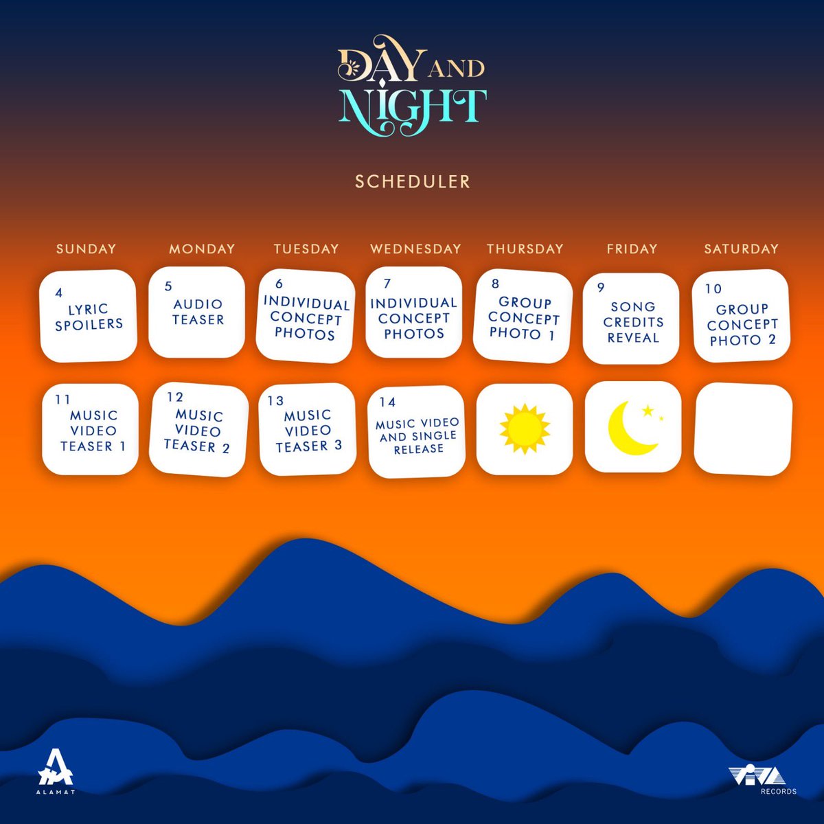 Official_ALAMAT's tweet image. DAY AND NIGHT 
[ Scheduler ] 

World Premiere
🗓 06.14.23 (PHT) 

#ALAMATDayAndNight
DayAndNight Scheduler