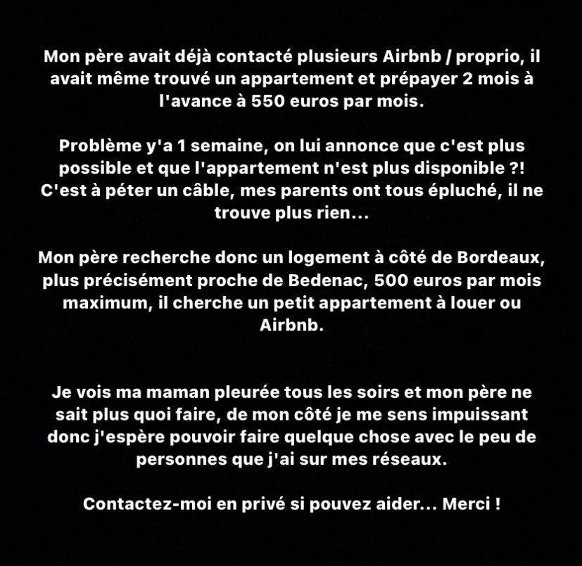 J’ai besoin d’aide.. je cherche une logement pour mon père svp