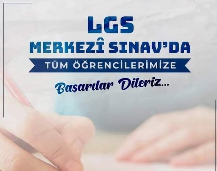 Ekrem032's tweet photo. 04 Haziran 2023 Pazar günü  yapılacak olan Liselere Geçiş Sistemi (LGS) Sınavında  başta Mehmetçik Ortaokulu öğrencilerim olmak üzere tüm öğrencilerimize başarılar dilerim. https://t.co/6MoAUeJLdL