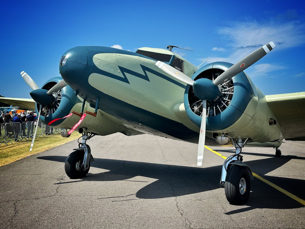 FighterAvUK's tweet photo. Our Lockheed Electra Junior on her first outing to Blackbushe Airport for their air day this weekend.

#lockheed #electra #warbird #fighteraviation #avgeek #taildragger #aviationhistory #vintageaviation #avphoto #instaaviation #spyplane #sidneycotten #aviationgeek #flying https://t.co/pYatPCXOjW