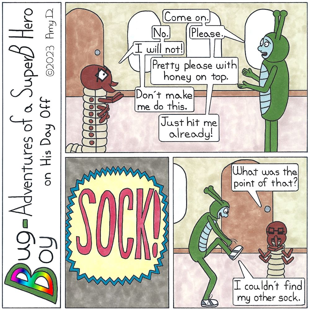 BugBoyComics's tweet photo. This week: SOCK!
Bug Boy Comics-a new #comic posted every #Saturday
#BugBoyComics #Socks #Sneakerhead #Shoes #CartoonFight #Pride #PrideMonth #Comics #Cartoons #Cartooning #BugBoy #WebComic #Drawing #Cartoonist #Funny #Illustration #Entomology #Entomologist #Bugs #BugArt #Insects https://t.co/BWrcSjj8t2