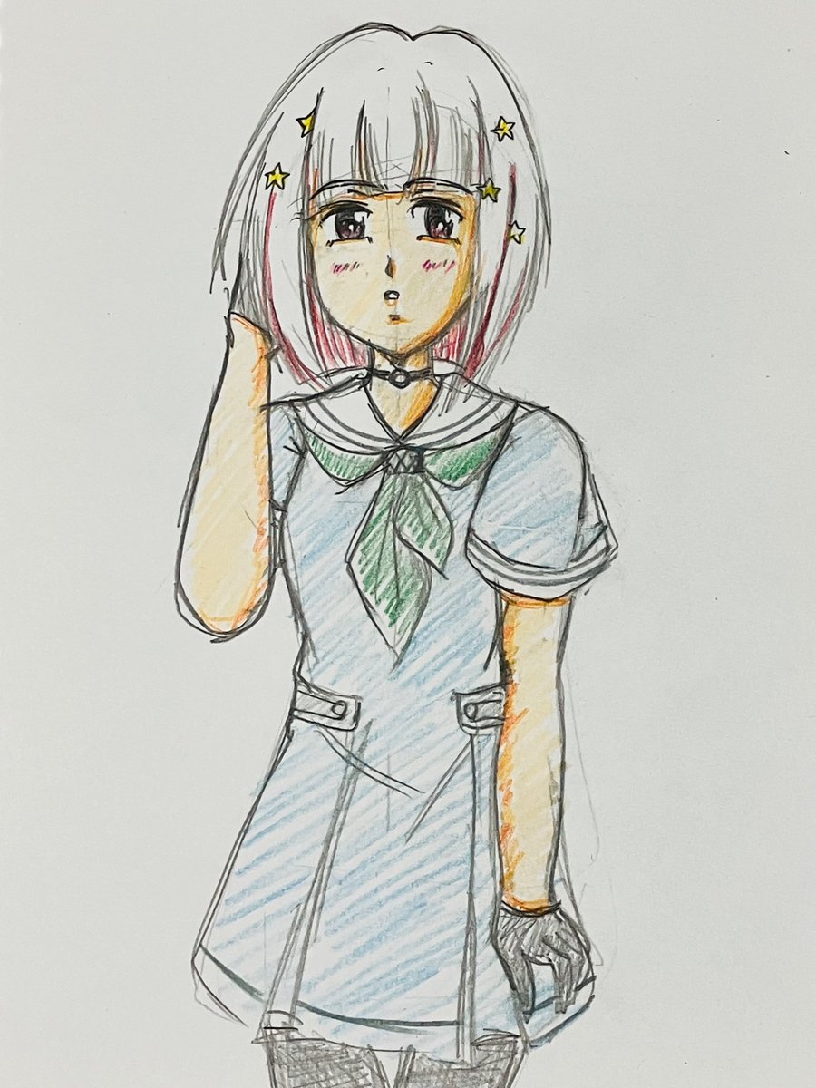 「雑だけど蓮ノ空の夏服予想絵。 そして綴理先輩には夏服でも手袋とタイツは貫き通して」|ほむらのイラスト