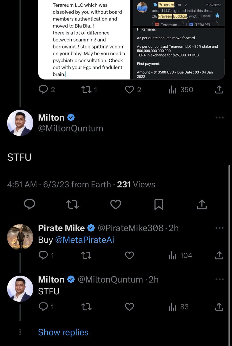 doicallyoumista's tweet photo. Very professional coming from the founder of a Crypto company 😂😂
Big mad! #Tera2 #terareum #fail https://t.co/T3vDytcwCR