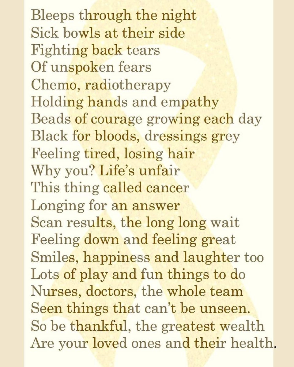 ChildhoodCanIre's tweet photo. Lobke Marsden, a Play Specialist in the Radiotherapy Department at Leeds Children's Hospital penned this beautiful poem for the many brave children she supports in her work.

We share it, with Lobke's permission. 
#BeadsofCourage https://t.co/ay4oxA9ifc