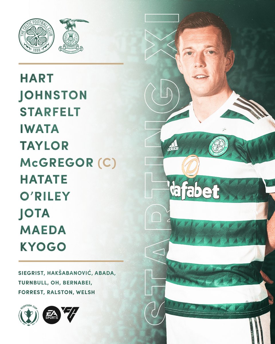 📋 Team News from Hampden!  

Here's how #CelticFC line up for the Scottish Cup Final 💚🤍

#CELICT | #ScottishCupFinal | #COYBIG🍀
