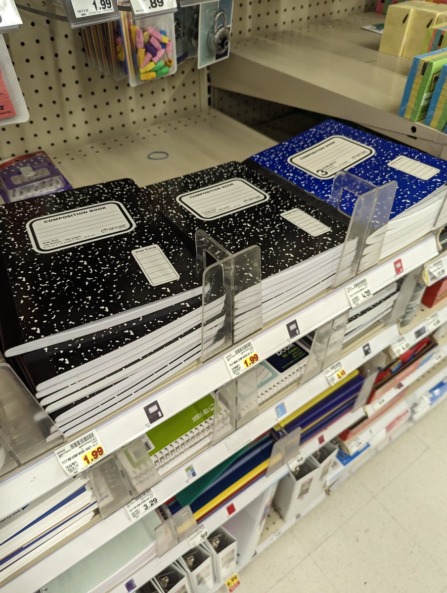 Empty notebooks wait
Unpurchased, yet to be filled—
Two dollars buys hope. 
#HaikuSaturday